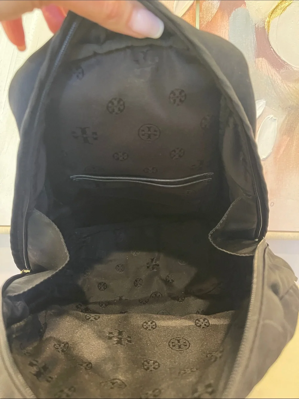 Tory Burch Black Nylon Logo Backpack
